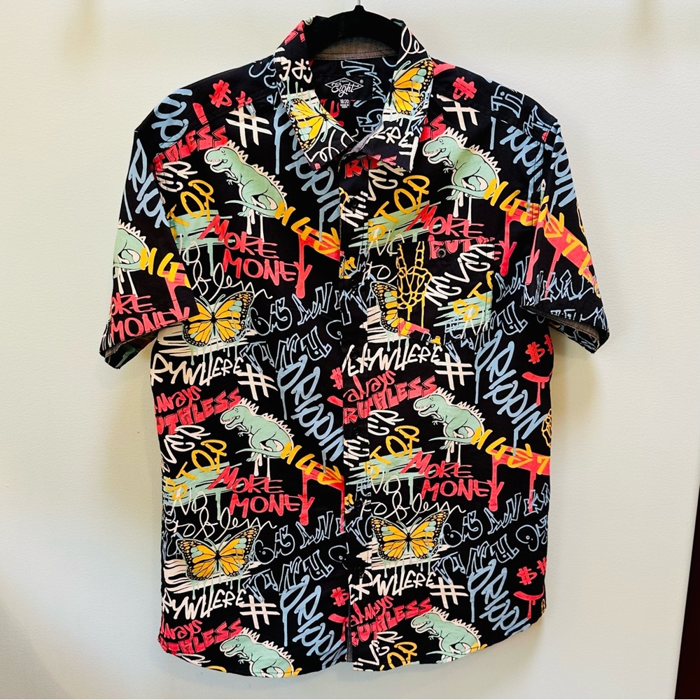 EightyEight Men's 18/20 Large Shirt Short Sleeve Button Up No Problem
